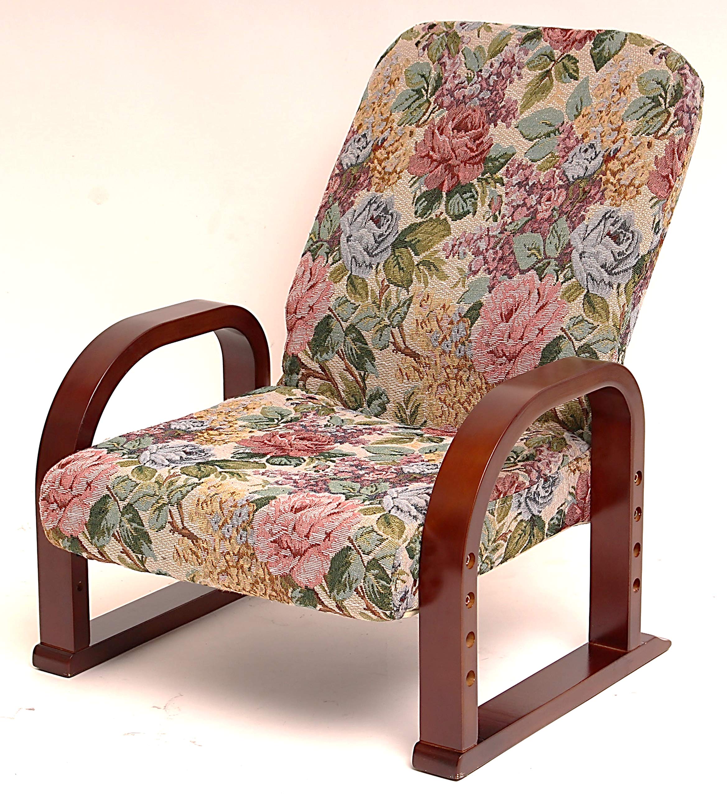 【全国送料無料】 ビータ(Vita) 立ち座りラクラク座椅子 幅55X奥行47～67X高さ63～71cm ミドルタイプ ゴブラン 花柄 高さ調整可能 3段階調整 リクライニング 折りたたみ おりたたみ