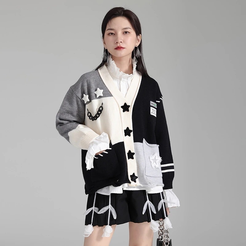 可愛い怠惰な風ソフトセーターのレディース長袖vネックニットカーディガン 4,839円