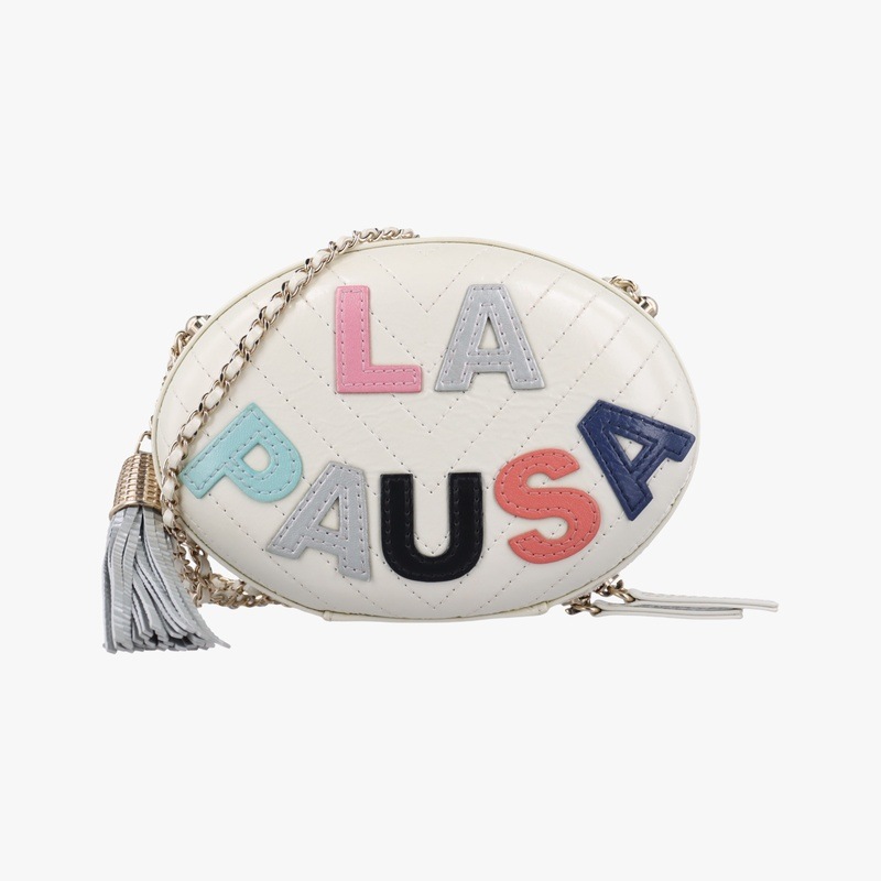 ラパウザ Vステッチ フリンジホワイトレザーAS020426919755中古