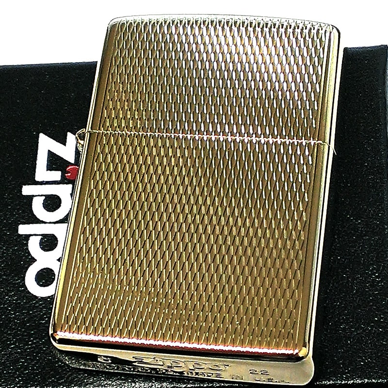 ZIPPO ライター ダイヤカット 網目 ジッポー あみめ 彫刻 ゴールド K24 純金メッキ かっこいい 金タンク おしゃれ メンズ ギフト プレゼント