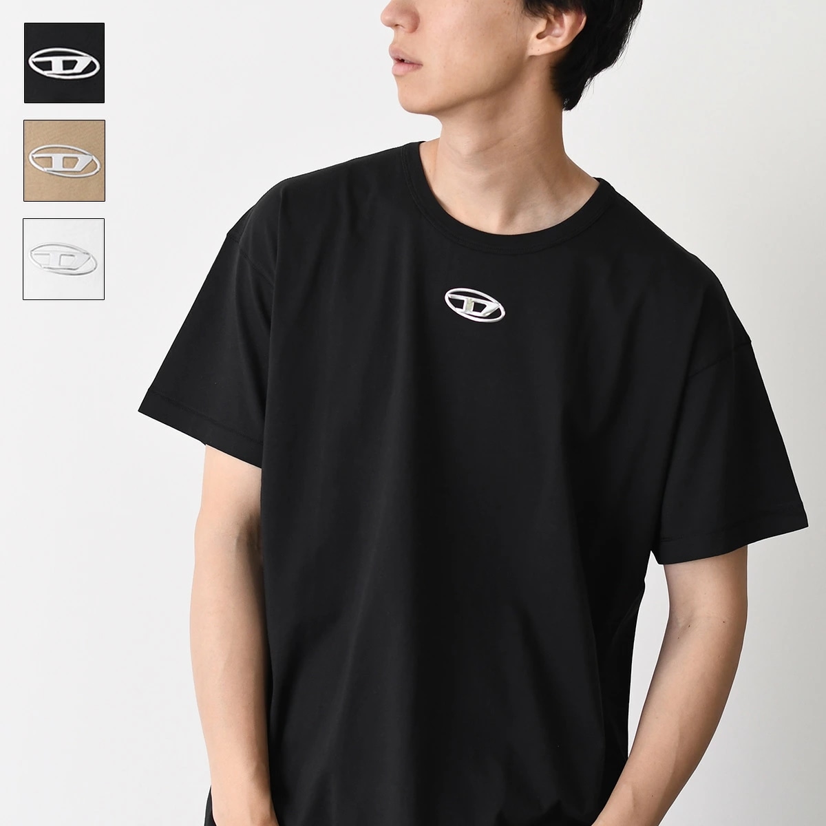 Tシャツ T-NORM-IOD A20297 0JMBB メンズ ホワイト ベージュ ブラック コットン オーバルＤ ロゴ 半袖 レギュラーフィット クルーネック