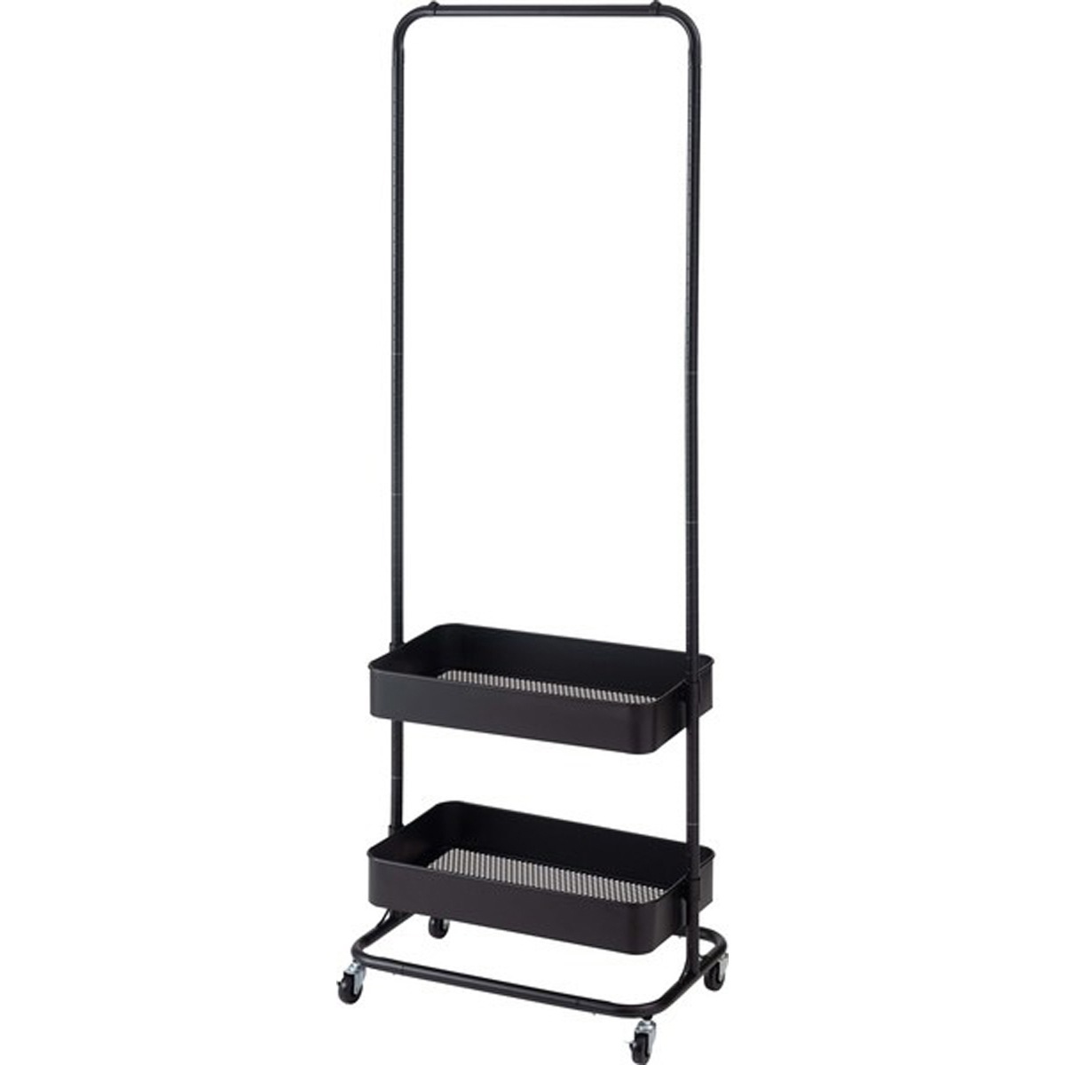 ハンガーラック コートハンガー ワゴン ハンガー コート掛け 衣類収納 収納家具 ポールハンガー スチール キャスター付き ストッパー付き 高さ調整可能 2段トレー 高さ150 高さ175 棚付き シ