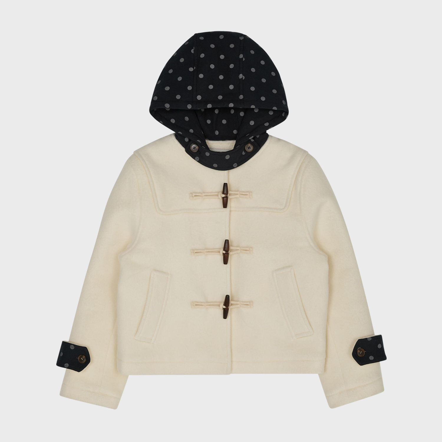 Dot Duffle Crop Coat IVORY