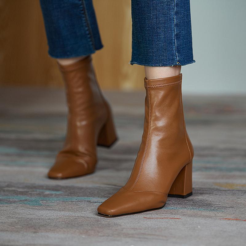 ブーツ 旬な履きこなしショートブーツ ロングブーツが復活 スタイルアップヒールパンプス 厚底シューズ ヒールパンプス モカシン スタイルアップ