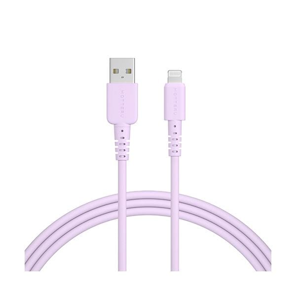 （まとめ） オウルテックMOTTERU A to Lightning シリコンケーブル ペールアイリス 2m MOT-SCBALG200-PU 1本 [x3セット]