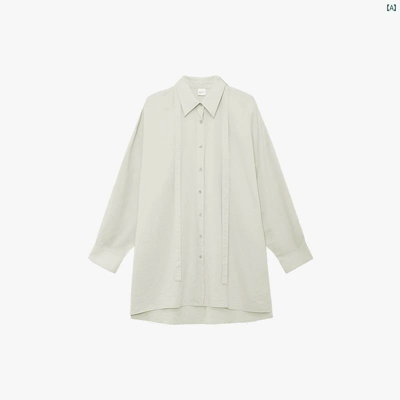 レディース ファッション　オシャレ　かわいい　カジュアル　上品 テンセル リネン ストリーマー サイドスリット ピークド シルエット ロング シャツ 3色