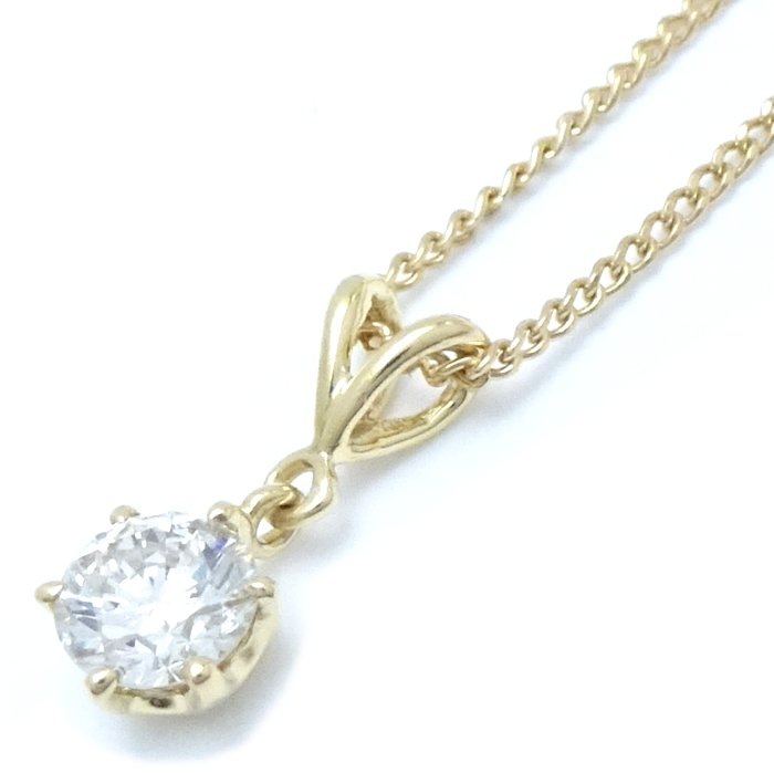 ダイヤモンド ネックレス 一粒ダイヤモンド0.33ct K18YG イエローゴールド/75617【中古】