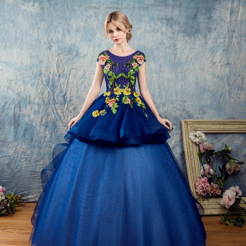 カラードレス ロングドレス 演奏会 コンサート パーティードレス ウェディング 二次会 プリンセス 結婚式 ステージ衣装 大きいサイズ ブルー