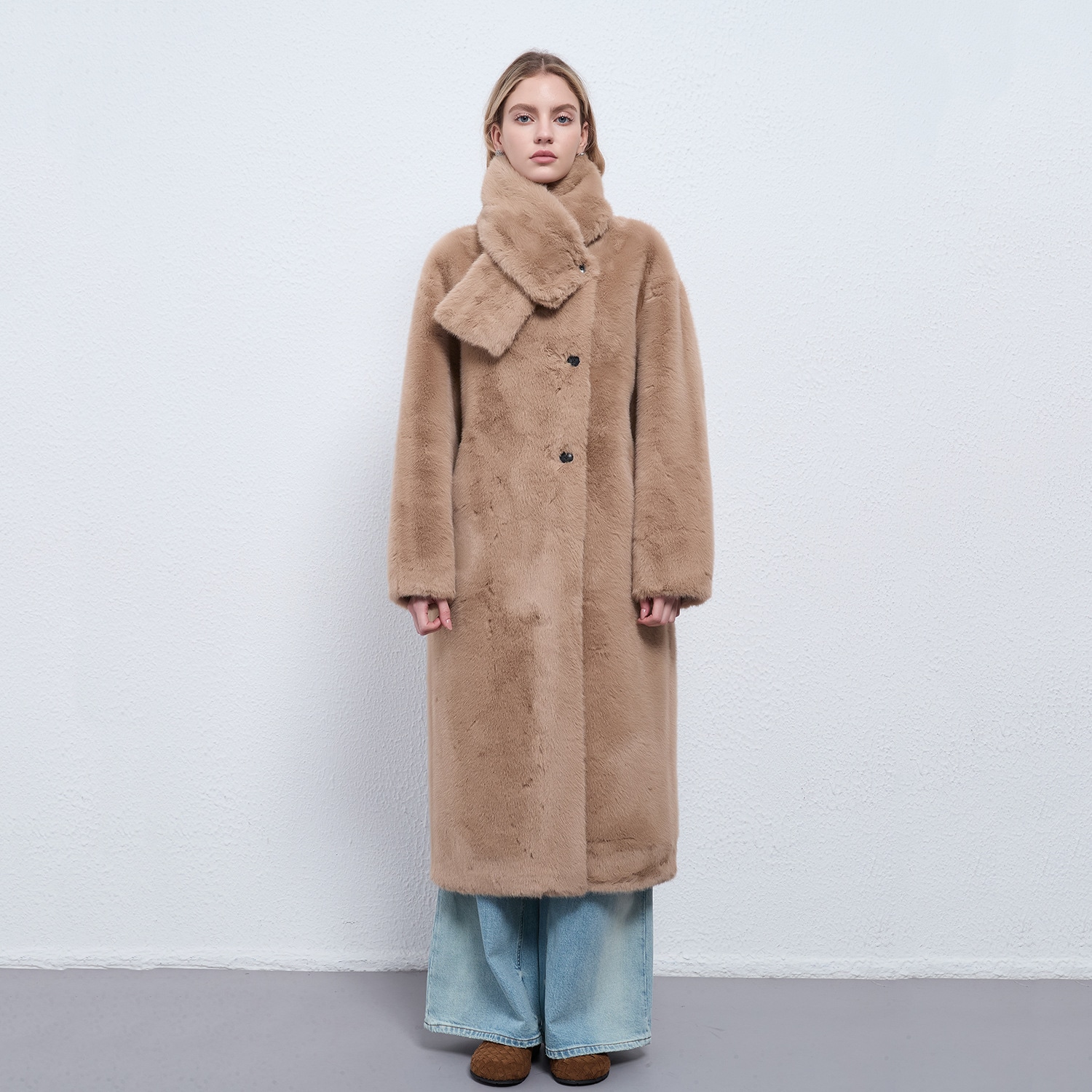 Xia Zhiqianjin ミンクファーワンピースジャケットレディース秋冬スカーフロング環境に優しいミンクファーコート