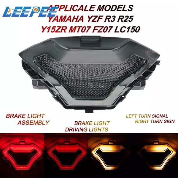 モーターサイクルLEDテールライト ブレーキライト 変 テールライト 方向指示器 スーパー 高輝度 yzf r3 r25 y15zr mt07 fz07