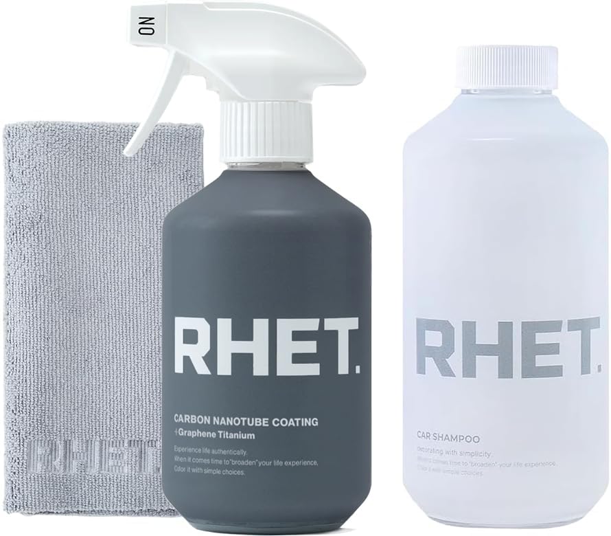 【RHET.】コーティング剤 （プロフェッショナルモデル） カーシャンプー クロス 3点 洗車 セット [ カーボンナノチューブ グラフェン チタン配合 ] コーティング 400ml + シャンプー