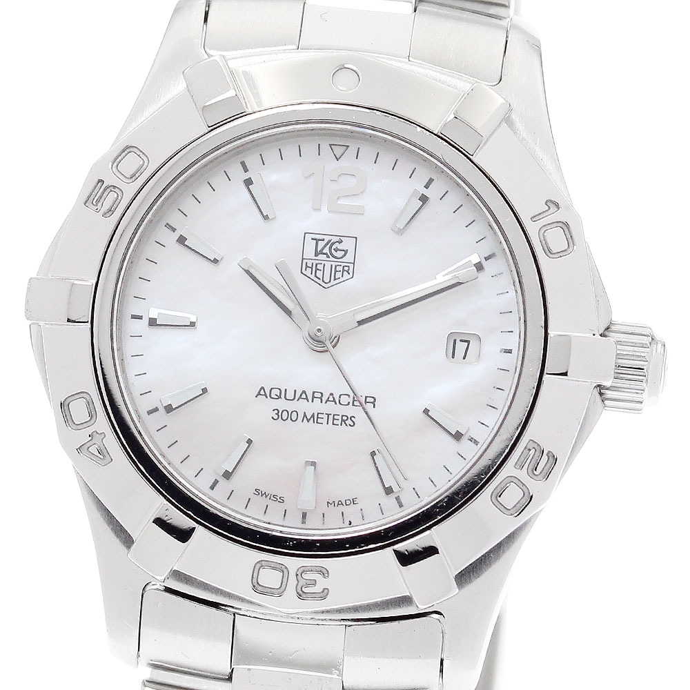 タグホイヤー TAG HEUER WAF1414 アクアレーサー ホワイトシェルダイアル クォーツ レディース _922888【中古】