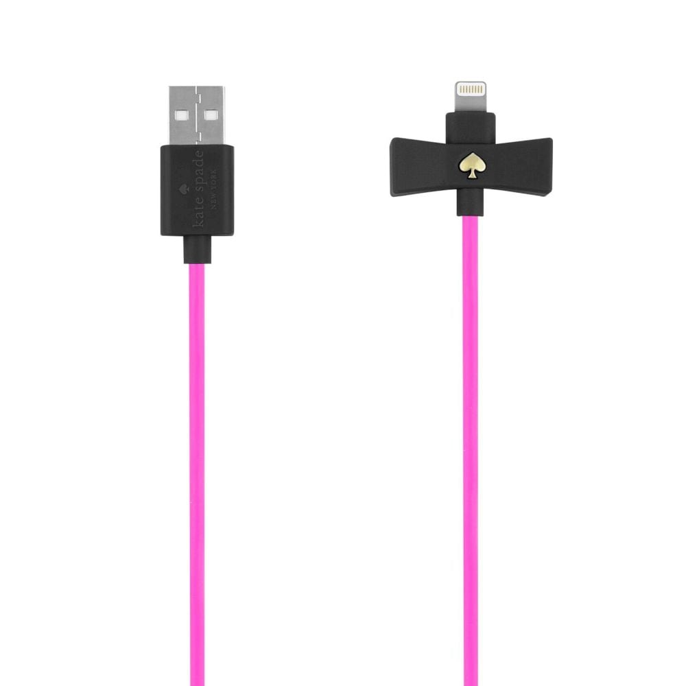 kate spade new york ケイトスペード Bow Charge/Sync Cable - Captive Lightning - Black Bow/Vivid Snapdragon C