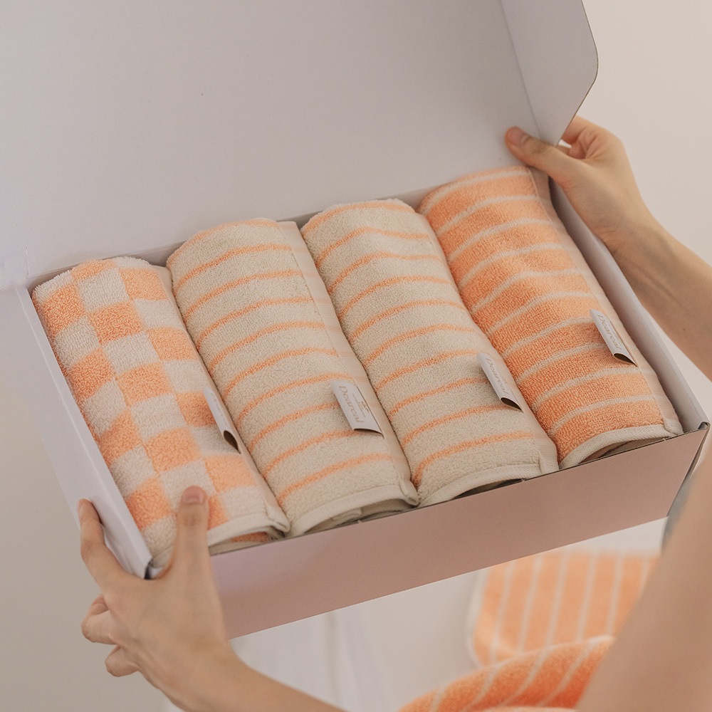 抗菌タオル フェイスタオル 4Pパッケージ_APRICOT