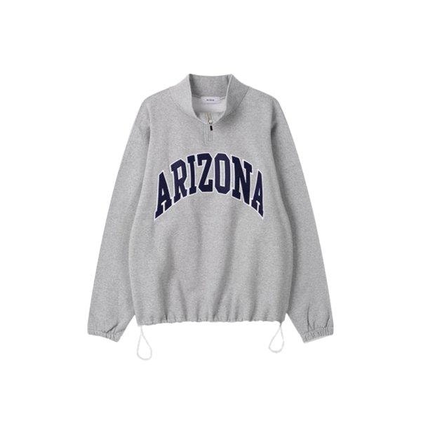 メンズアリゾナオーバーフィットハーフジップ起毛TシャツRM-TSK-Q061-グレー