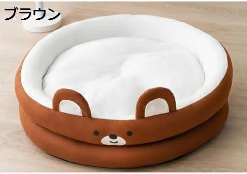 猫ベッド ブラウン 犬ベッド ペットベッド 小型犬 通年用 ペットクッション ペットマット 洗える 滑り止め ペットソファ 犬用 猫用 丈夫 滑らない 寝心地良い オールシーズン ラウンド型 保温防寒