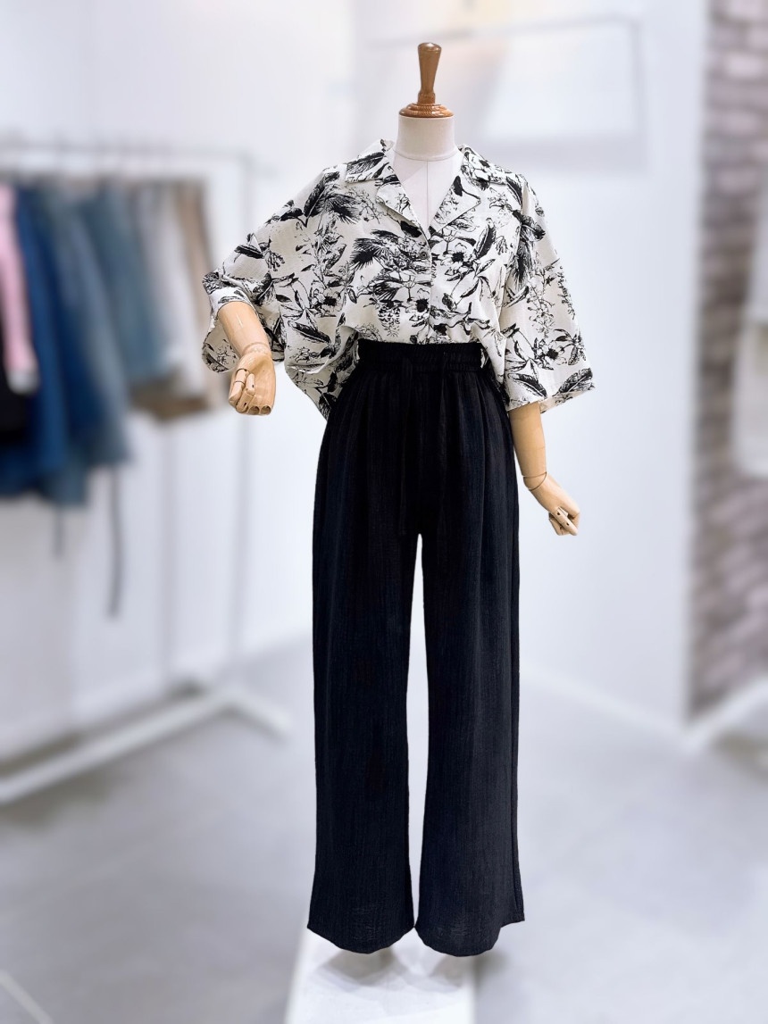 LECCOVE ワイド バンディング パンツ