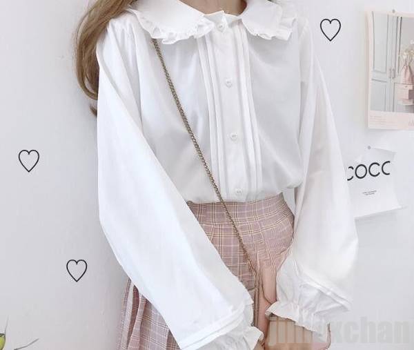 シャツ　トップス　ブラウス　ロールカラー　長袖　レディース　通学　通勤　カジュアル　着まわし　人気　かわいい　無地　春秋秋