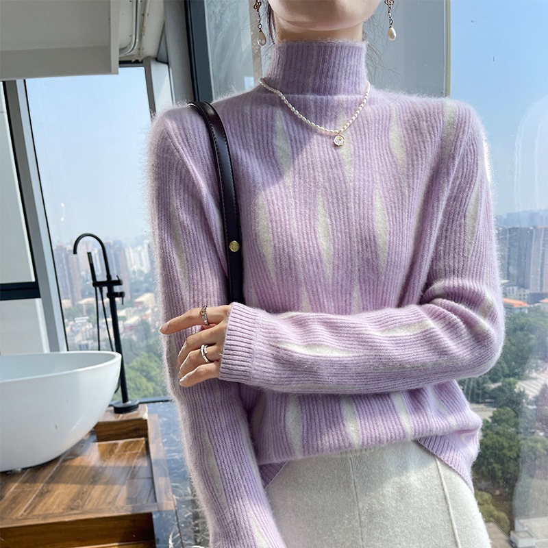 レディース秋冬ハイネックセータープルオーバーカラーブロック韓国スタイルスリムフィット通勤万能ウールニットベースレイヤー 7,764円