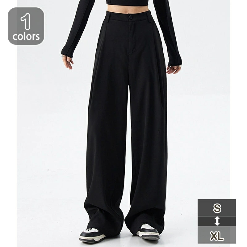 ハイウエスト ワイドパンツ ストレートパンツ 美脚パンツ 黒 着痩せ 体型カバー ロングパンツ スラックスパンツ カジュアル オフィス 通勤 春夏 ボトムス ズボン レディース
