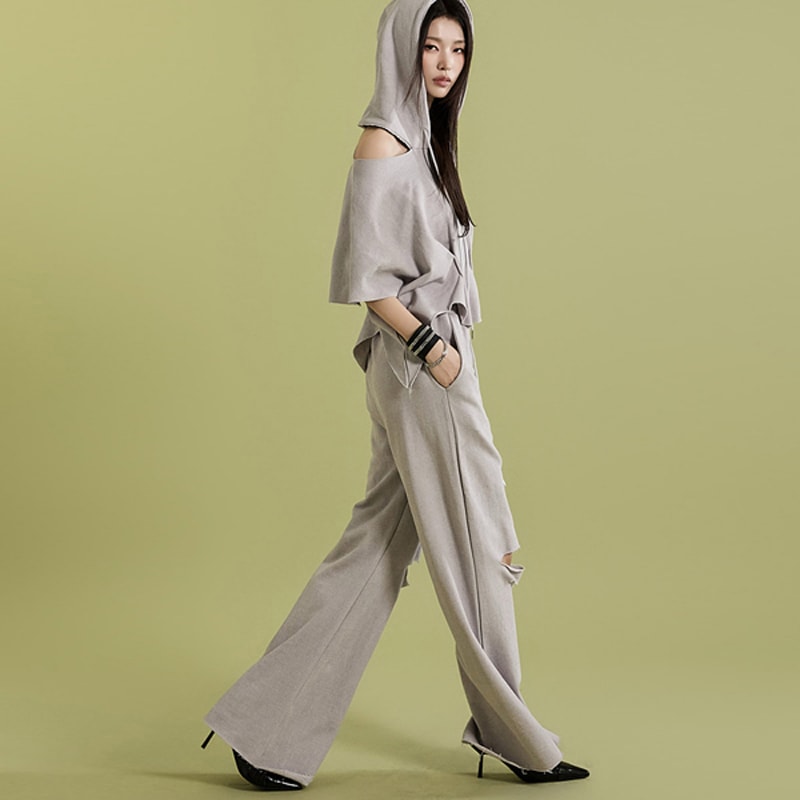 TP1779 アンバランス カット フード トップ トレーニング セット