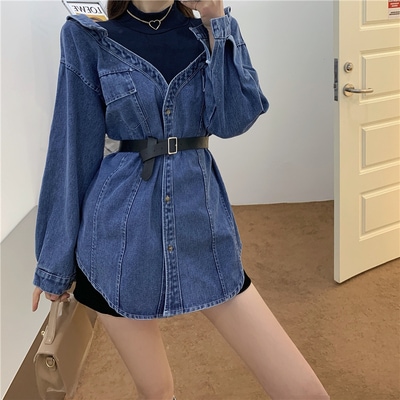 ワンピース デート デニムワンピース ショート ショート丈 袖あり 長袖 デニム かわいい 大人可愛い きれいめ シンプル カジュアル 大人 上品 おしゃれ お洒落 主役級 存在感 春 秋 10代