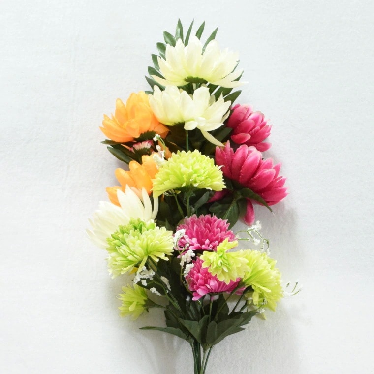 仏花 造花 2点セット 仏壇用 お墓用 お供え 枯れない花 花 花束 お墓参り お盆準備 お彼岸 お仏壇 納骨堂 供花 お手入れ簡単 菊組花L B