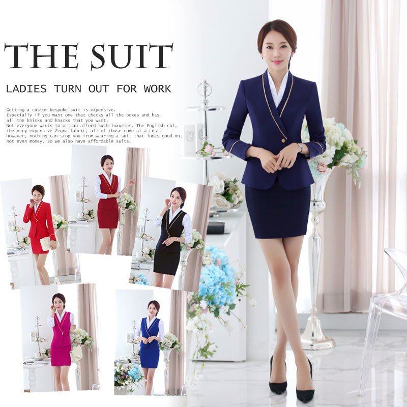 スーツ フォマールスーツ　スカートスーツ　四点セット　スーツジャケット　ベスト　膝丈　スカート　OL通勤ウエア　セット　オフィス就活面接　制服　細身