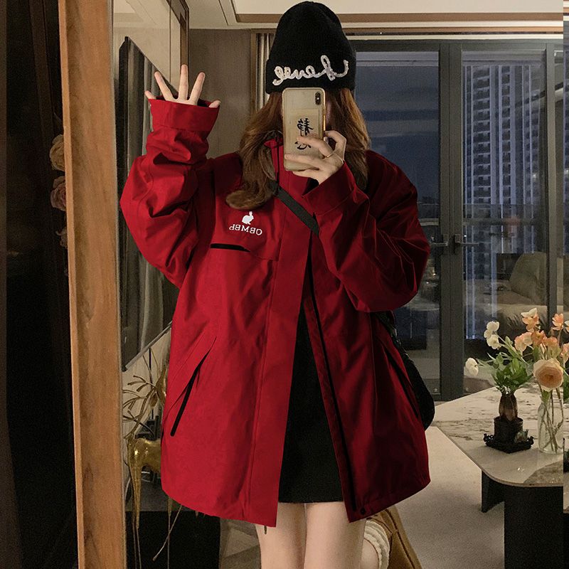 アメリカのレトロな綿を挟んだ突撃服の女性三合一秋冬の新型厚手の綿服プリントのアウトドアスーツ