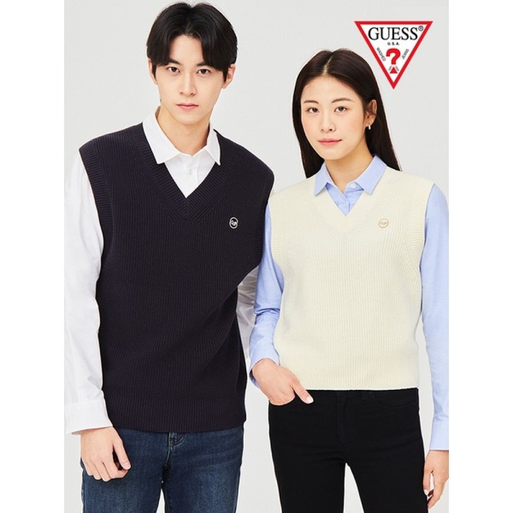 (ゲス) ワンポイントエンブロイダリーセーターベスト NN4S0774