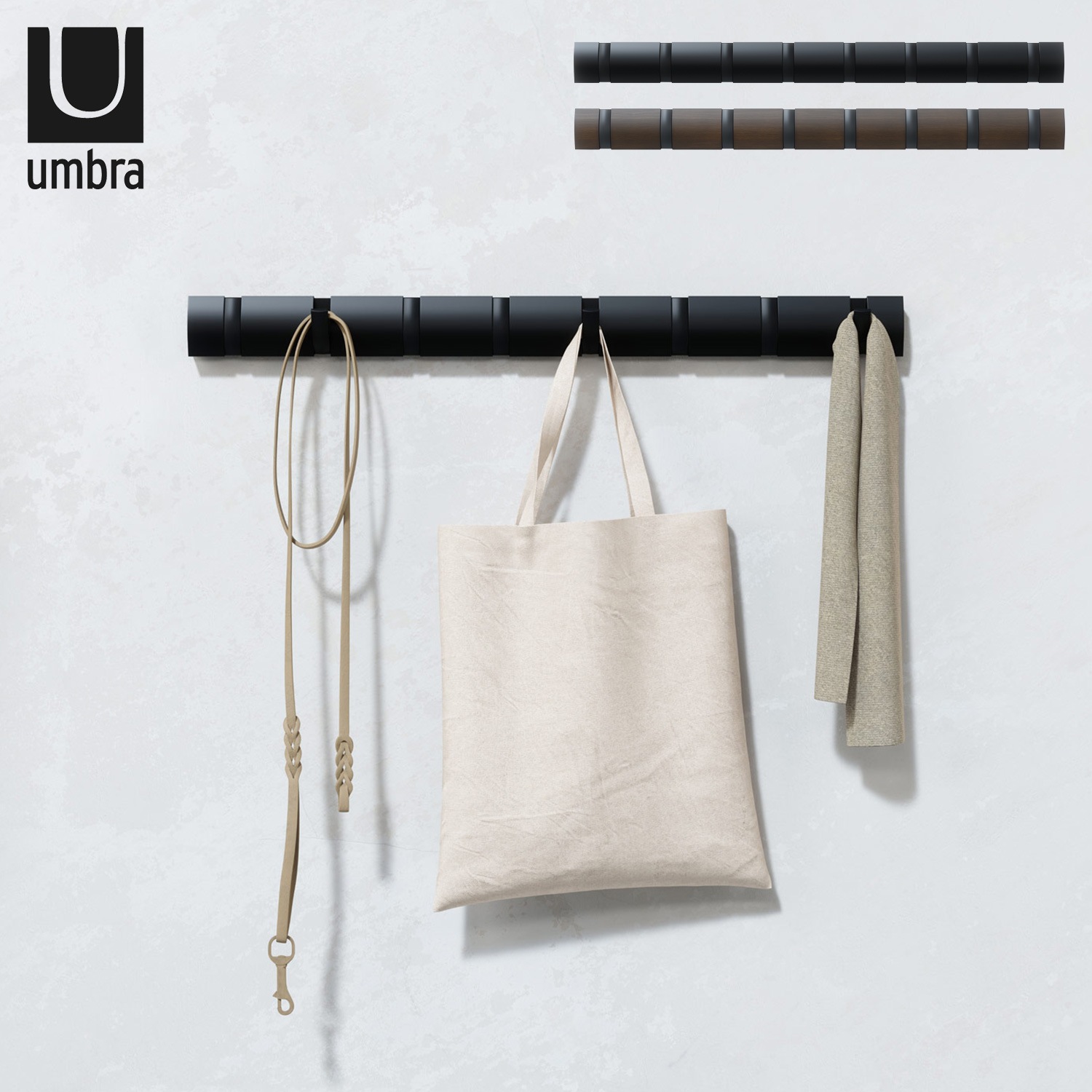 フック 壁掛け フリップフック 8 木製 ブラック ブラウン 黒 2318858048