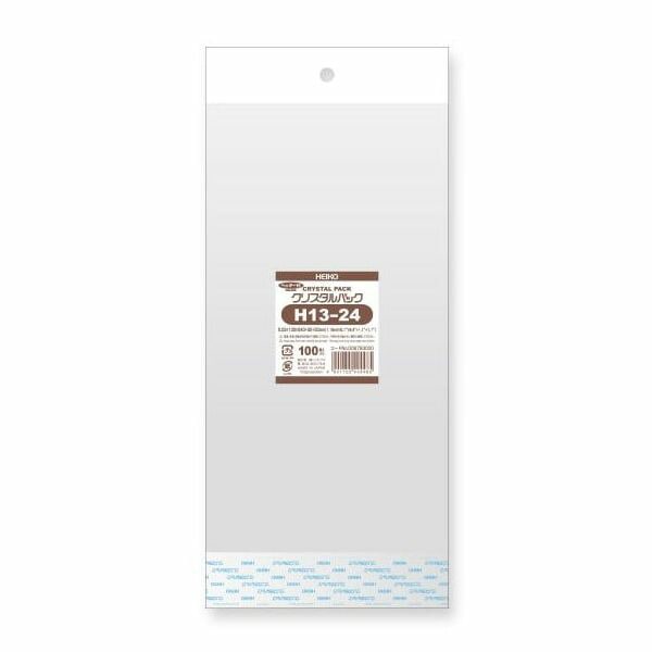 （まとめ買い）シモジマ HEIKO OPP袋 クリスタルパック H13-24 （ヘッダー付き） 100枚 幅130x高240+30+30mm 006793000 [x3セット] 5,864円