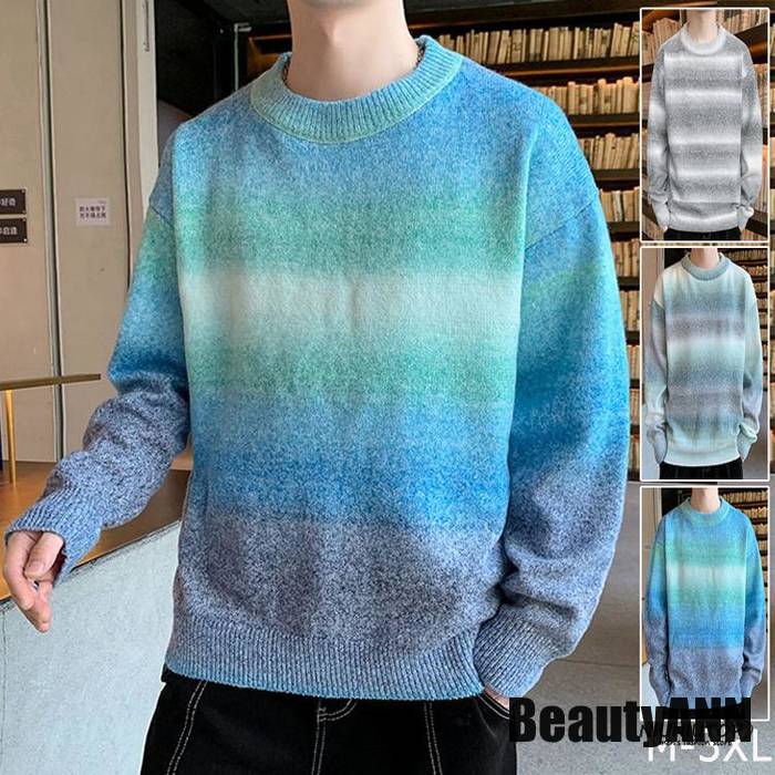 新生活 長袖セーター メンズ ボーダー柄 ニット クルーネック ニットソー トップス あったか 配色 秋冬 メンズファッション プレゼント ギフト 秋 冬 春 秋ファッション 冬物