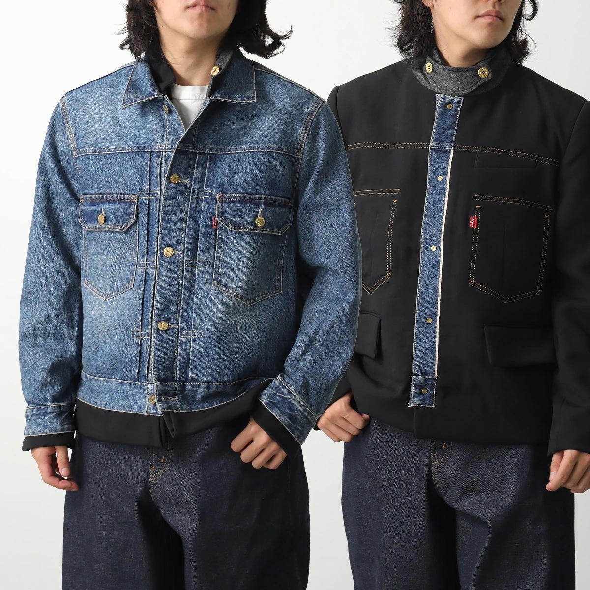 sacai × Levi’s サカイ リーバイス コラボ ジャケット 25-03706M メンズ リバーシブル デニム マトラッセ ツイル ブルゾン 010