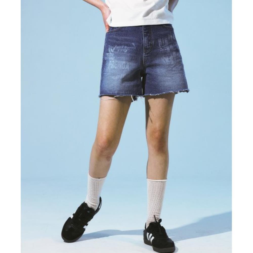 PRENDA DISTORTED PRINT DENIM SHORTS BLUE PRTHSUDS01WB1