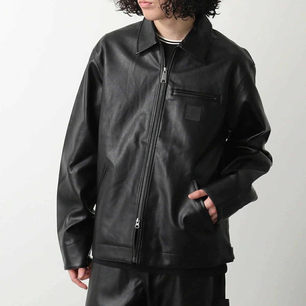 Carhartt カーハート ジャケット DETROIT LEATHER JACKET デトロイトレザー I034426 メンズ スクエアロゴラベル セットアップ可能 89XX/Black