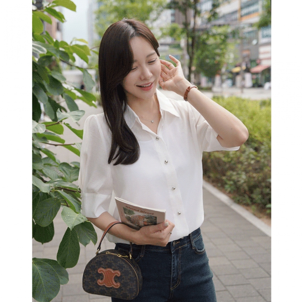 クリック＆ファニーランタンピンタックパフブラウス