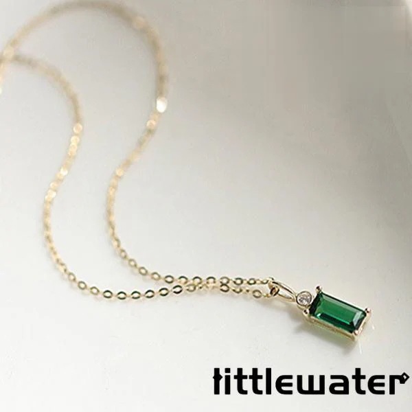 ネックレス レディース 一粒 小ぶり エメラルド 四角 スクエア シンプル 重ね付け 彼女 妻 嫁 母 女性 誕生日プレゼント 母の日ギフト