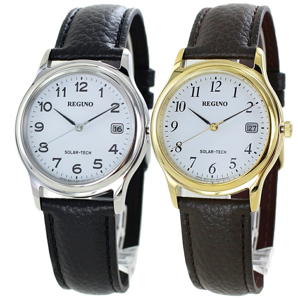 お揃い 同じ時計 ペアウォッチ ソーラー 腕時計 手表 シチズン レグノ 携帯 腕時計ケース付き 見やすい 文字 盤 シンプル 両親 ペアギフト プレゼント 祖父 祖母 敬老の日 結婚記念日 誕生日
