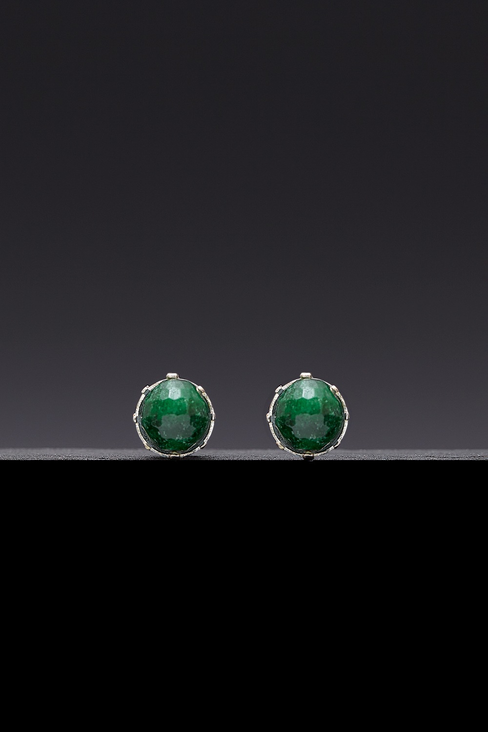 [HAZINA] 8mm Green Jade Core Earrings [Option-Earclip ｱﾍﾂ硎