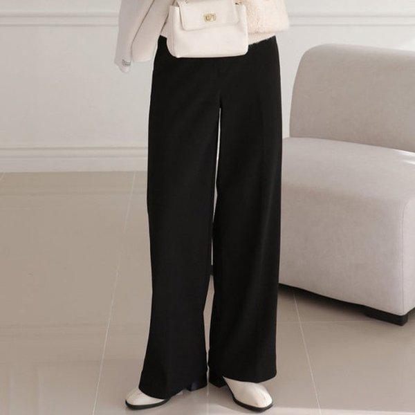 Hスタイル(MIZ)軽いミンクワイドスラックス 冬 女性 ミンク バンディングパンツ スラックス ワイドパンツ ストレートパンツ