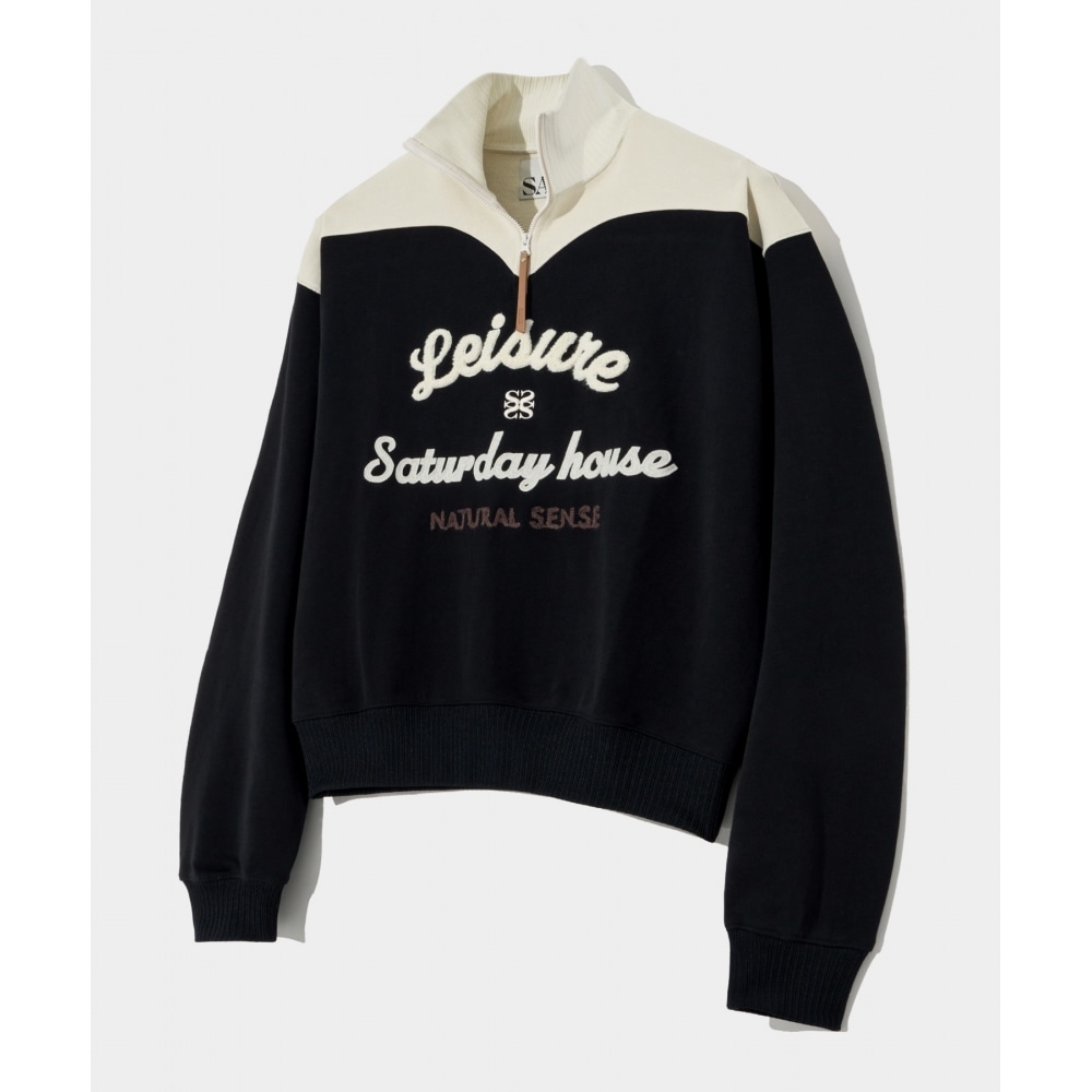SATUR ハゼンブクル ロゴ ハーフジップクラシックブラック