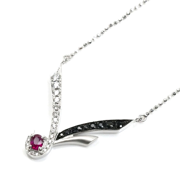 CARATI カラチ Pt900プラチナ Pt850プラチナ メイヤーサピオ ネックレス ME6 ルビー0.24ct ダイヤモンド0.21ct サファイア0.23ct 8.8g -48cm レディース