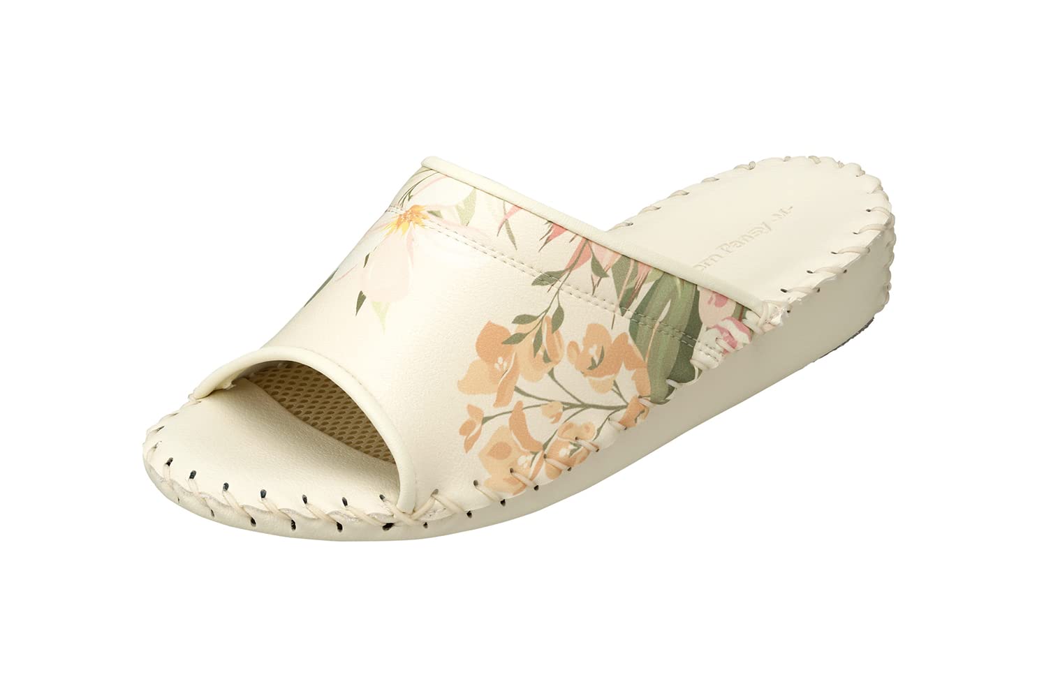 【全国送料無料】 [パンジー] 9306 室内履き ルームシューズ スリッパ レディース 手編み 抗菌 S アイボリー