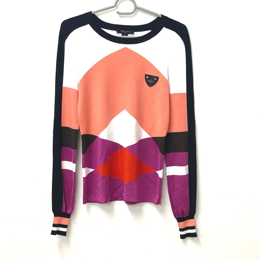 ニット ロゴ トップス 総柄 長袖 レーヨン マルチカラー