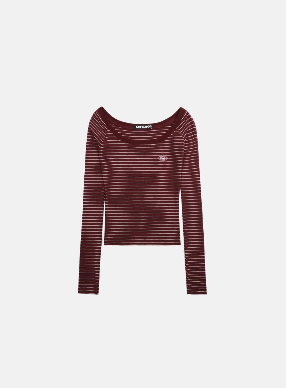 【BADBLOOD】 BEYOND SOFT OFF-SHOULDER TOP : STRIPE WINE