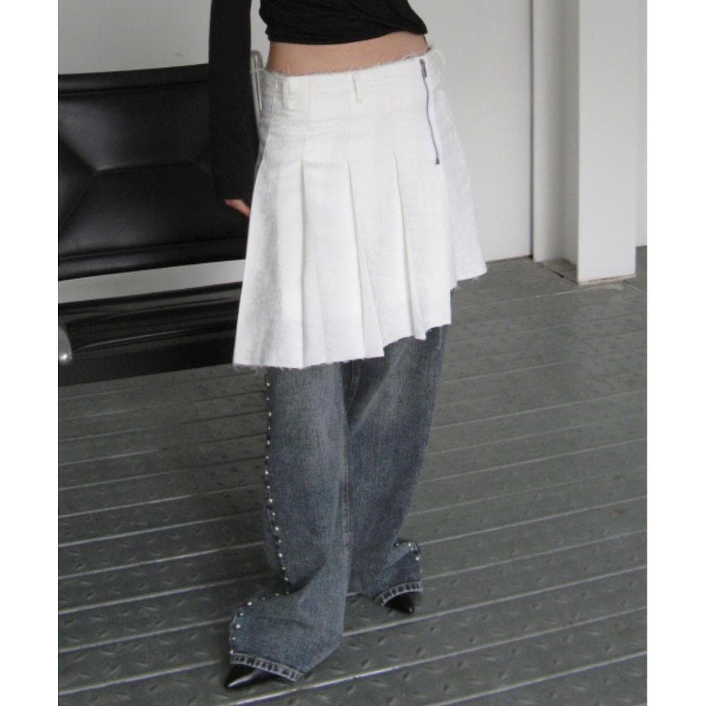 ROCKCAKE Jacquard Pleated Skirt White RC25SK03100WH 13,460円