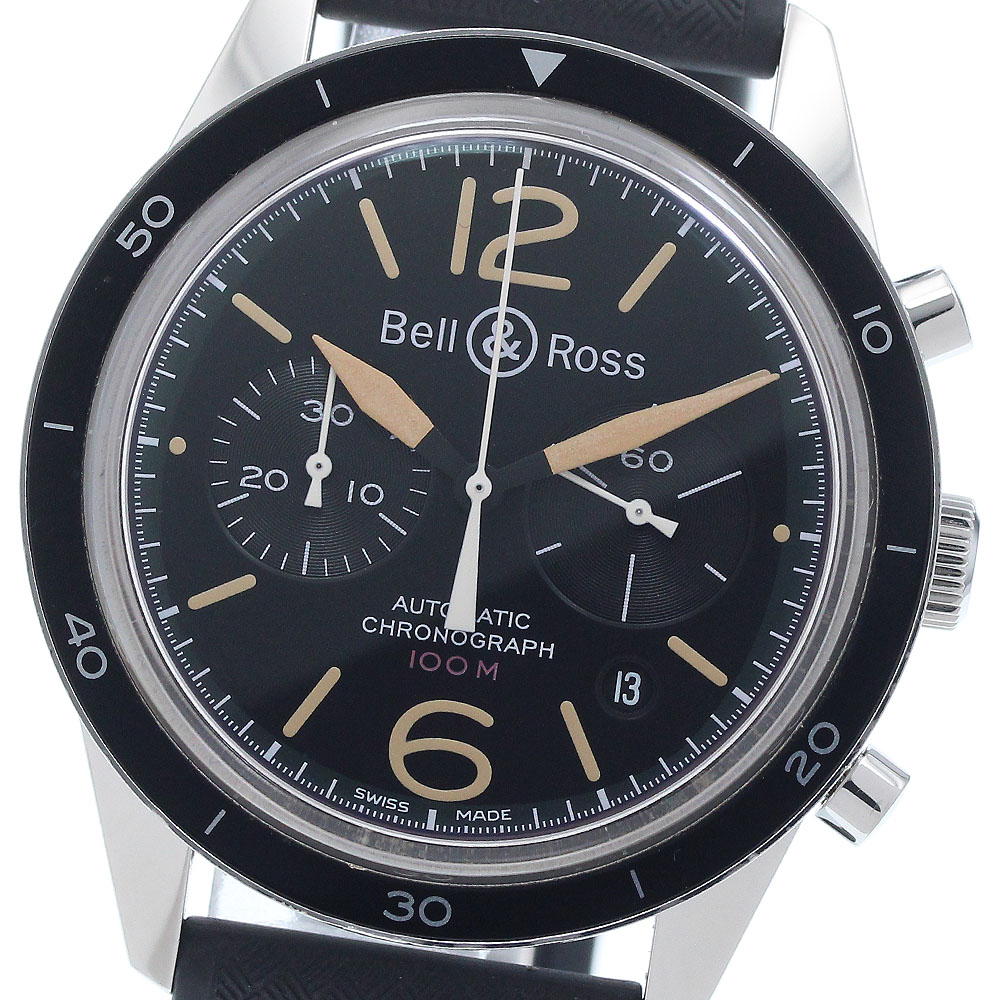 ベル＆ロス Bell＆Ross BR126-94 ヴィンテージ オフィサー ブラック デイト クロノグラフ 自動巻き メンズ 良品 保証書付き_946713【中古】