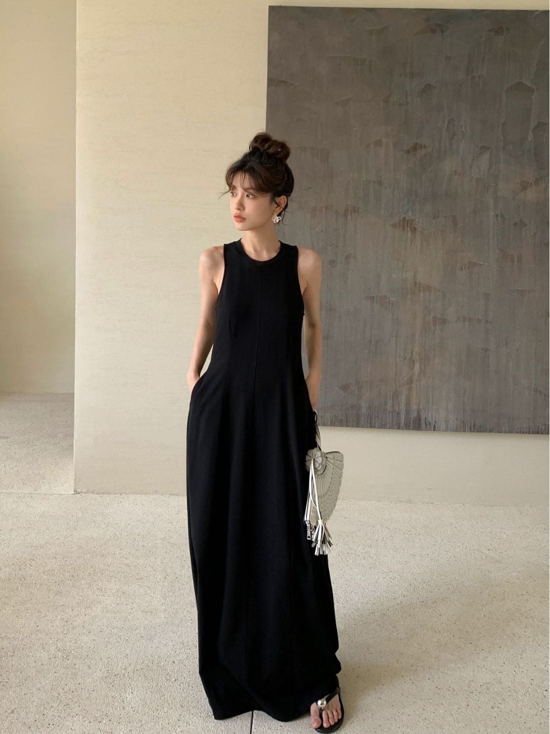 解釈美NEW OPENネット紅同項韓国版カジュアルノースリーブワンピース女性ファッション気質職業81265