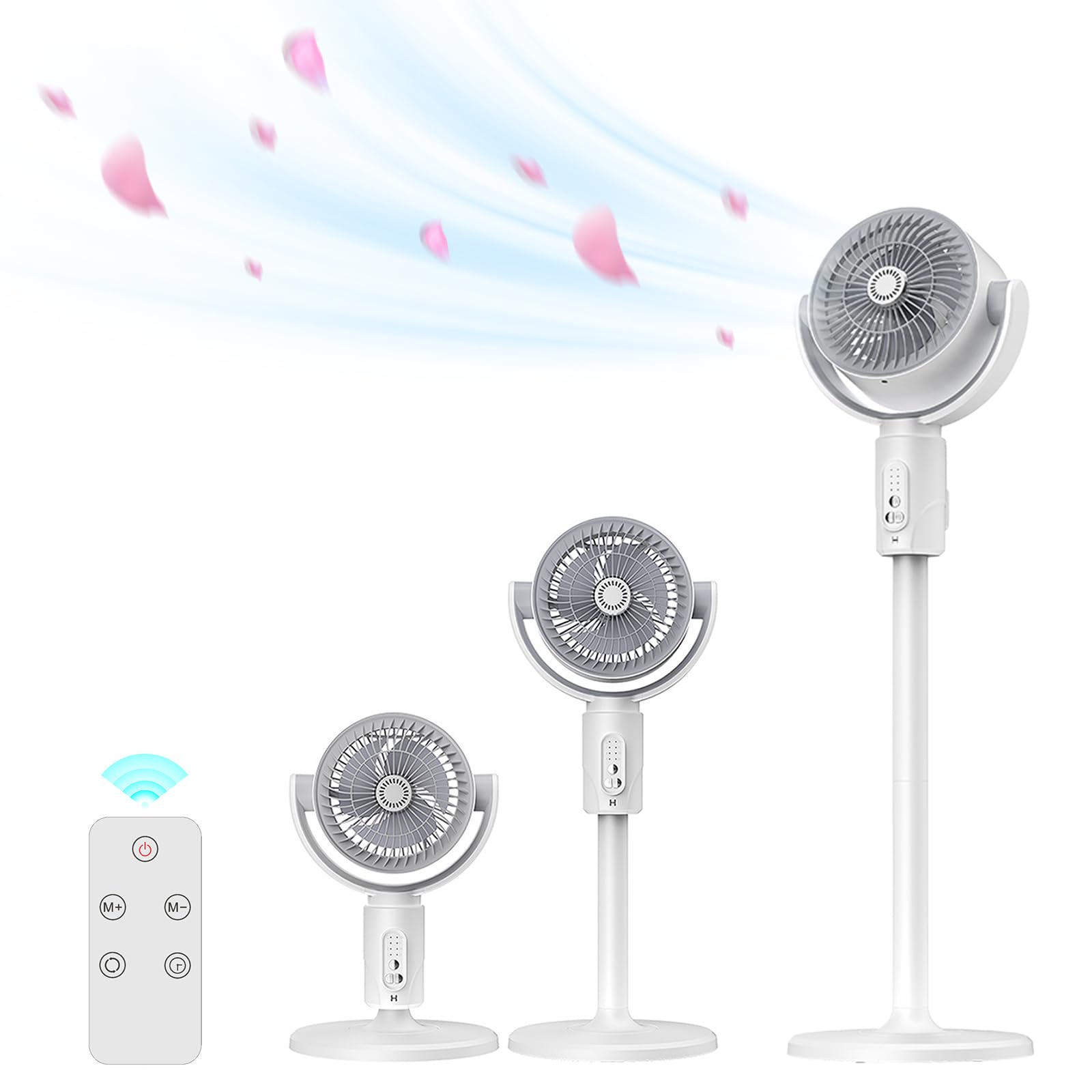 SEASAND 扇風機 サーキュレーター 風量5段階調節 高さ調整可能 パワフル送風 DCモーター 上下左右首振り 換気/空気循環/部屋干し/衣物干燥/除湿/梅雨 ホワイト